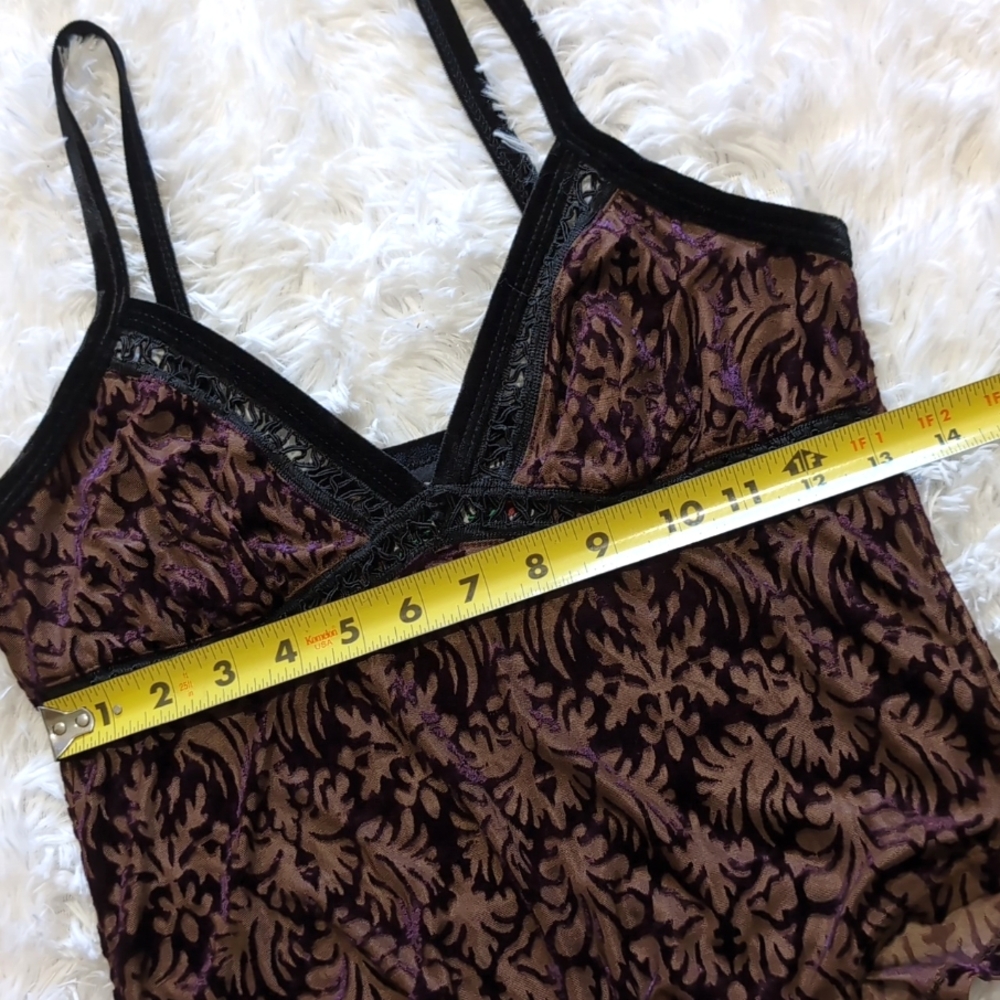 90s Vintage Lip Service Sheer Purple Burnout Velvet Cami Top Medium - Picture 12 of 13